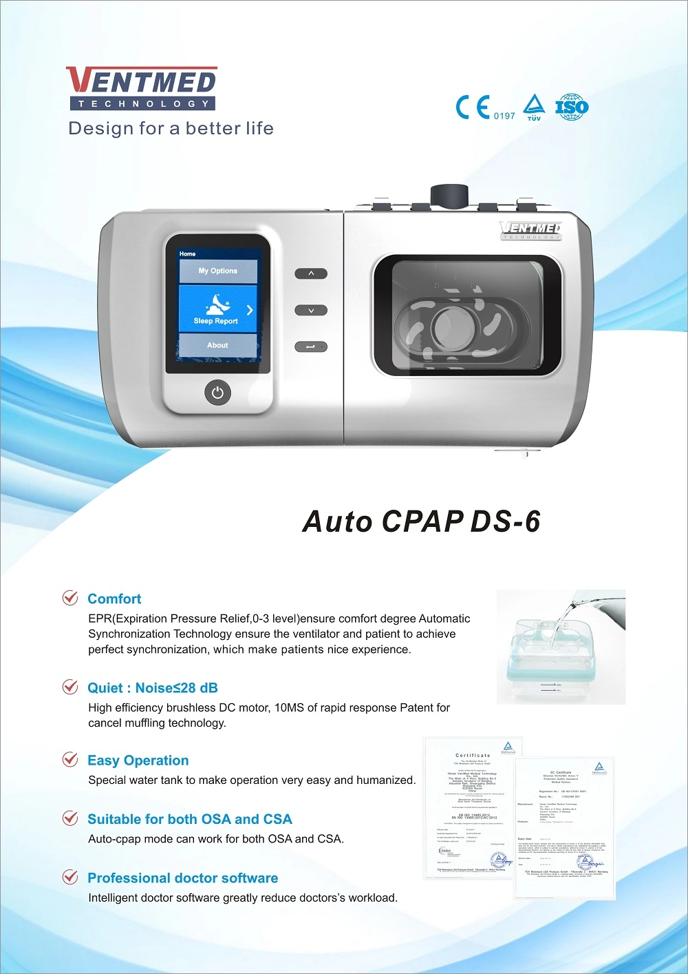 Automatic CPAP Ventilator Machines with Nasal Mask for Anti Apnea